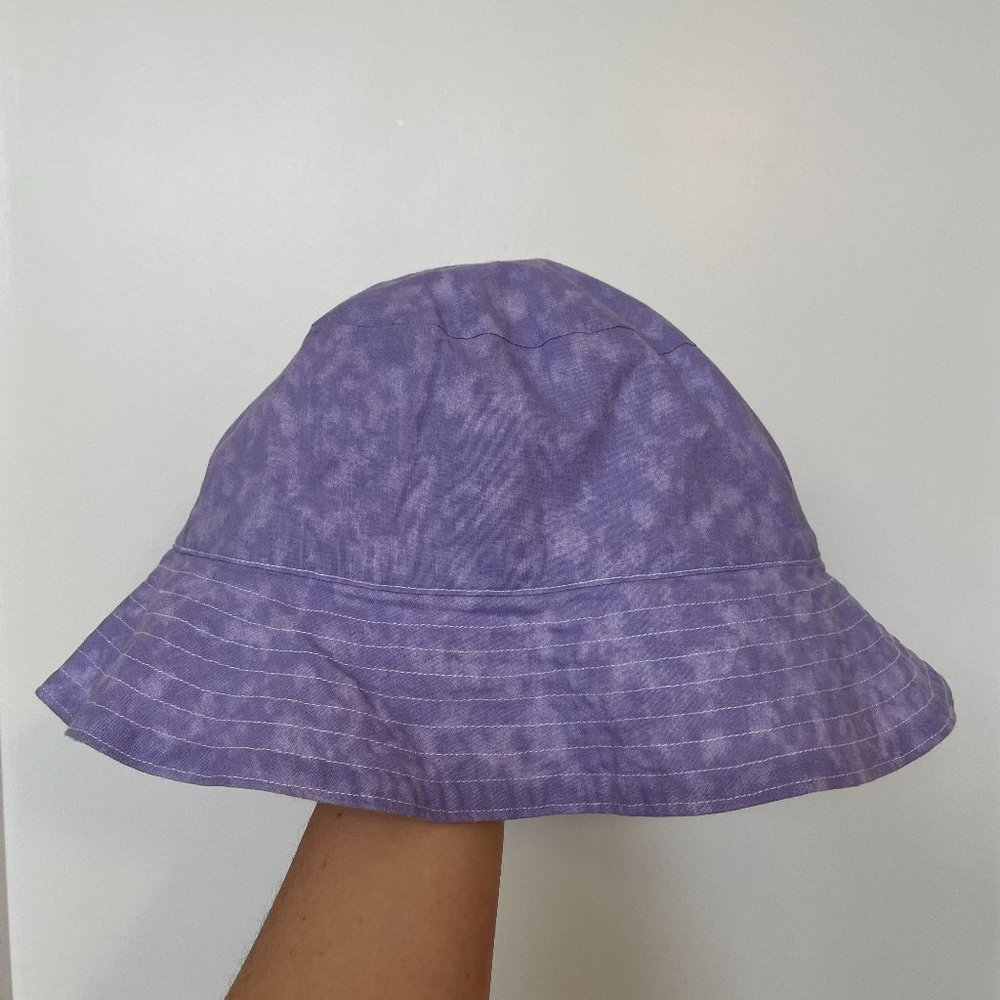Hand-Sewn Reversible Purple & White Bucket Hat